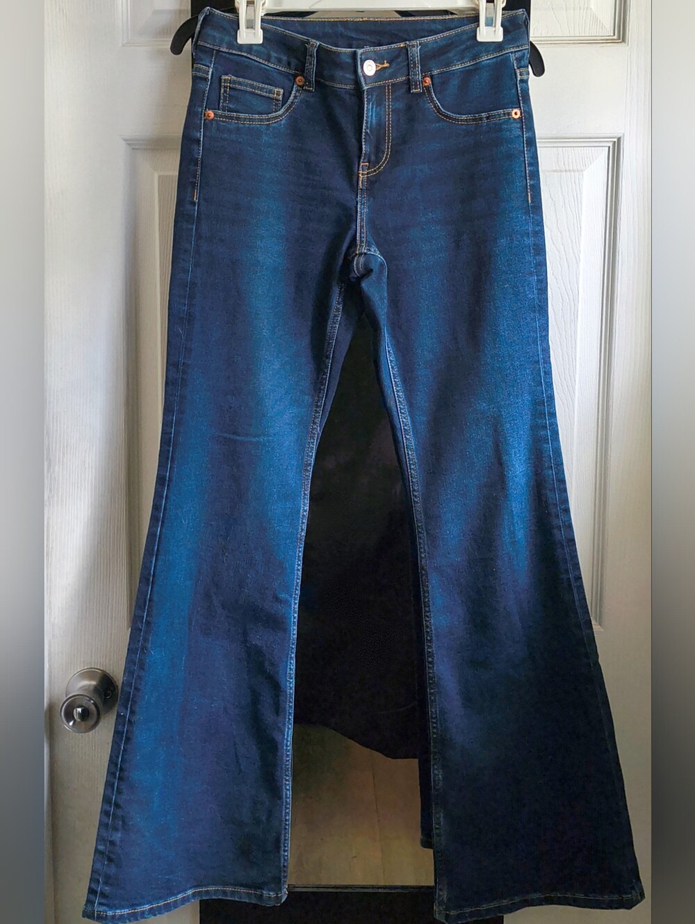 H&M Dark Blue Flared Mid-Rise Jeans